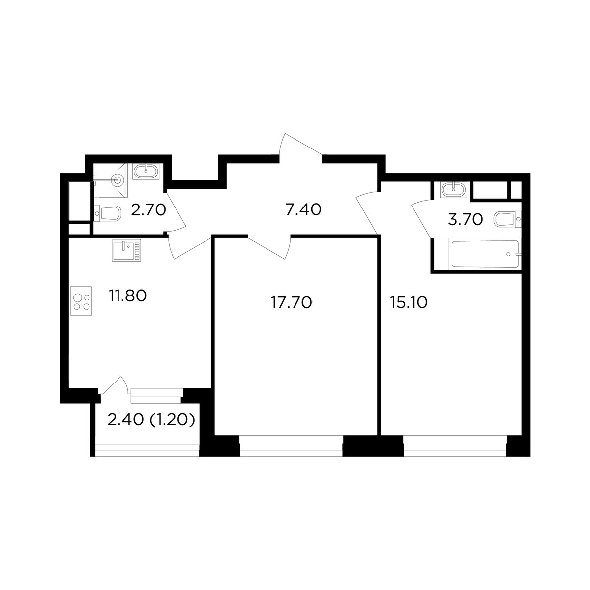 Планировка 59.6 м²