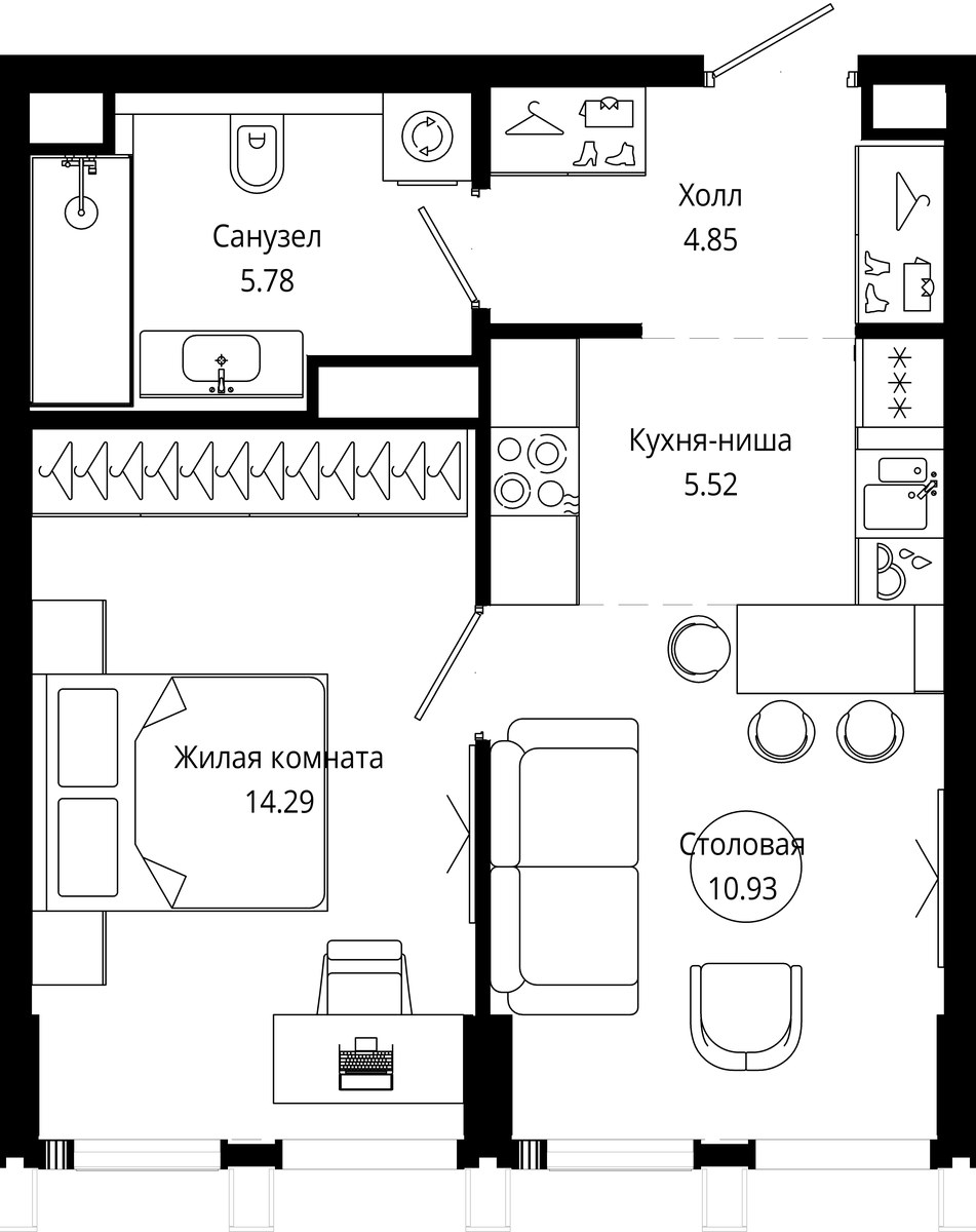 Планировка 41.5 м²