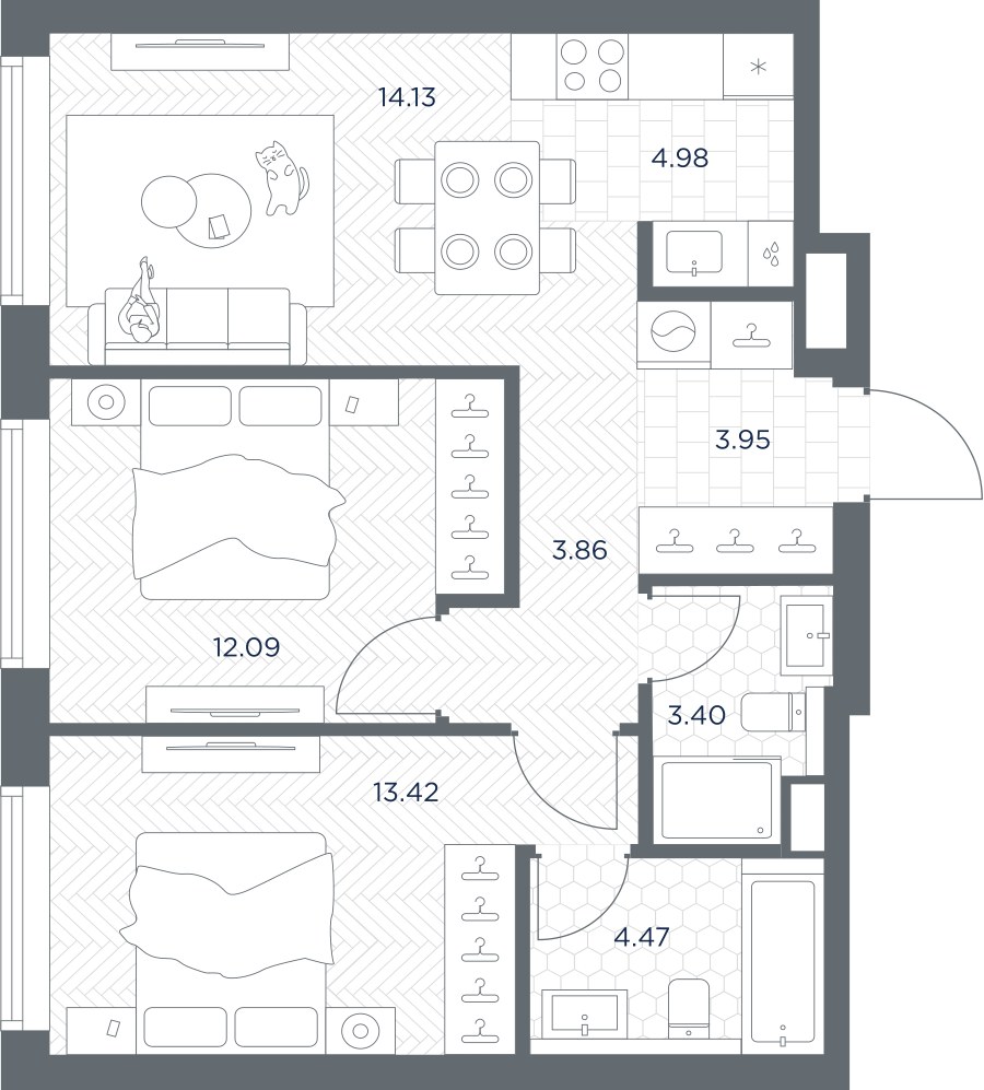 Планировка 60.3 м²