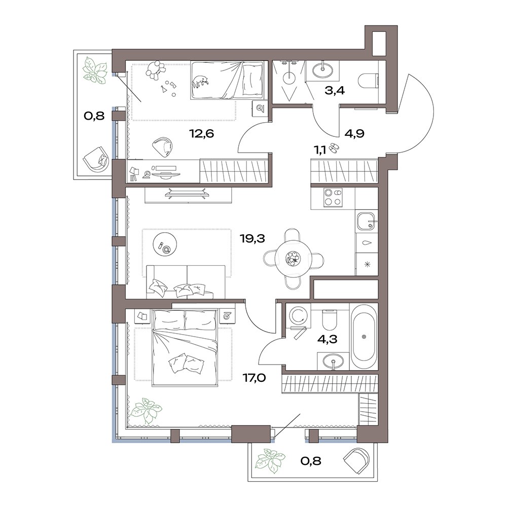 Планировка 70.6 м²