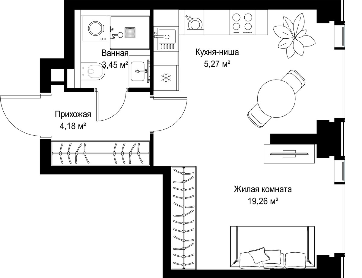 Планировка 32.16 м²