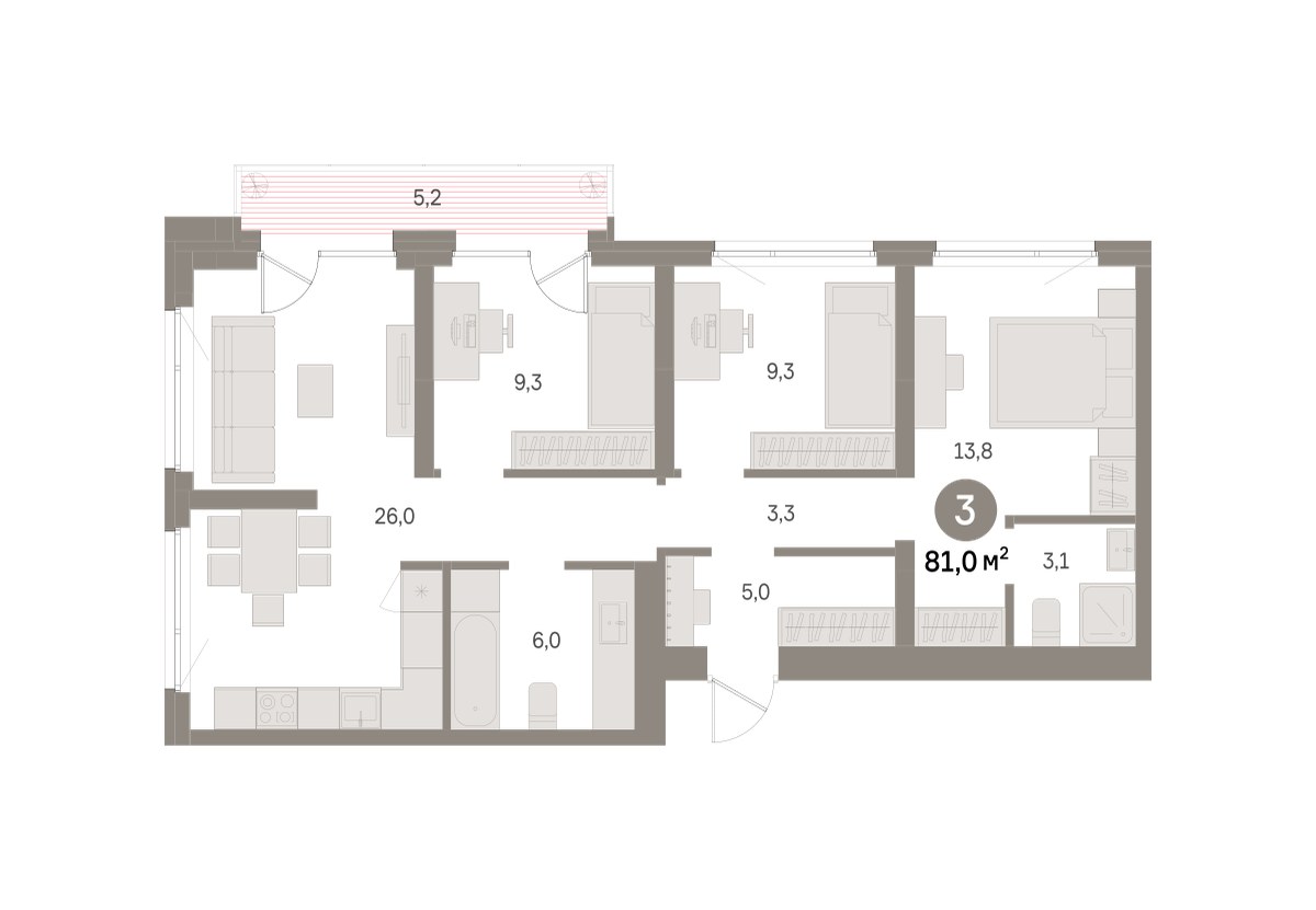 Планировка 81.0 м²