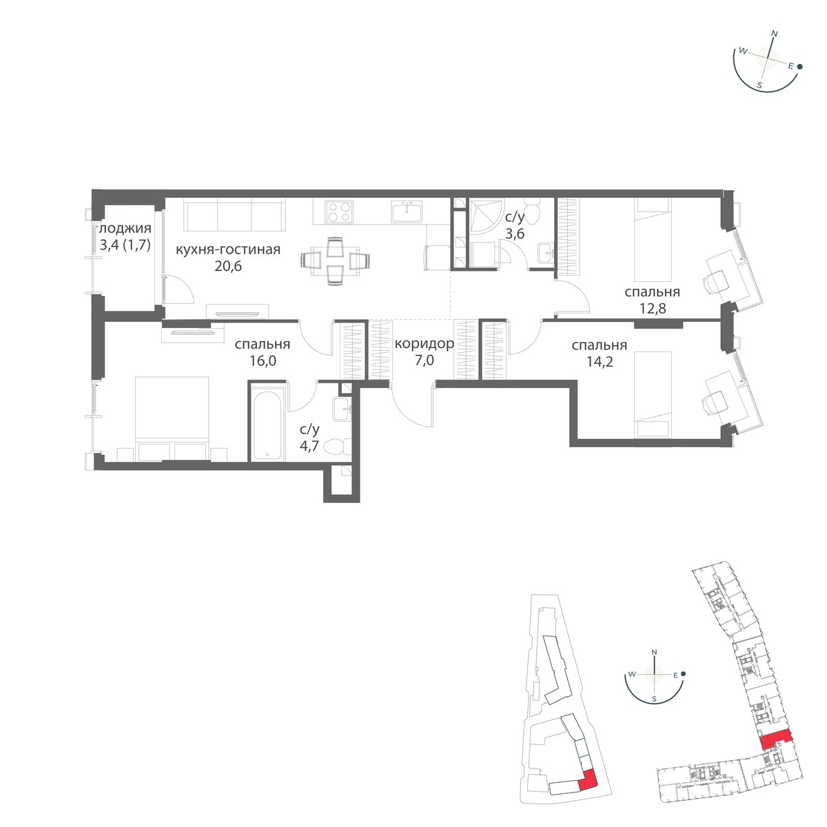 Планировка 80.6 м²