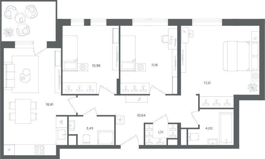 Планировка 78.0 м²