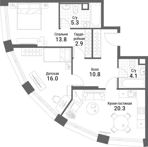 Планировка 73.2 м²