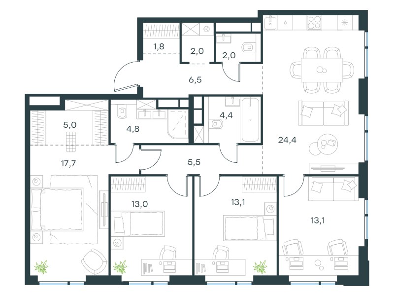 Планировка 113.3 м²