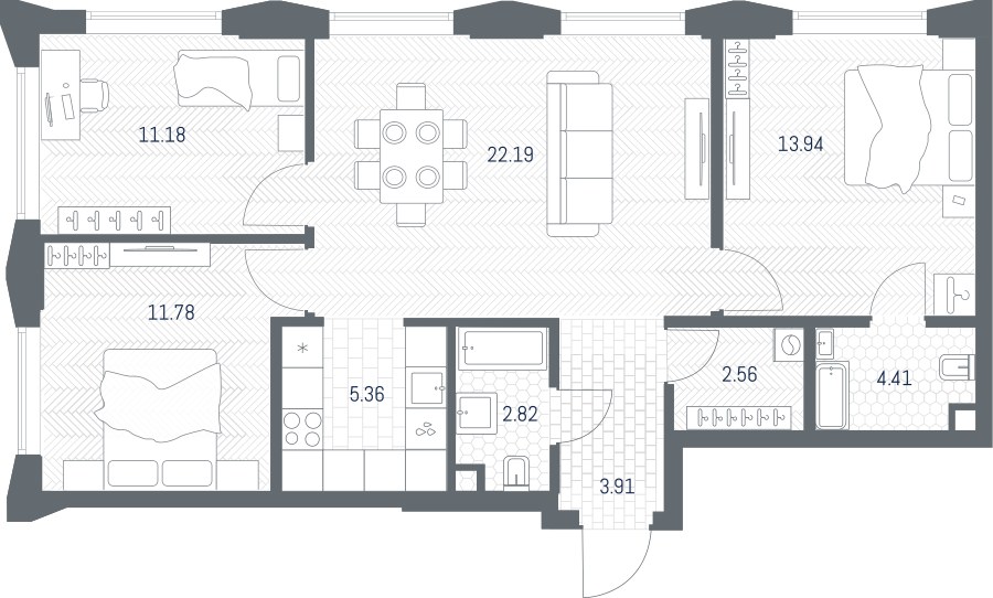 Планировка 78.15 м²