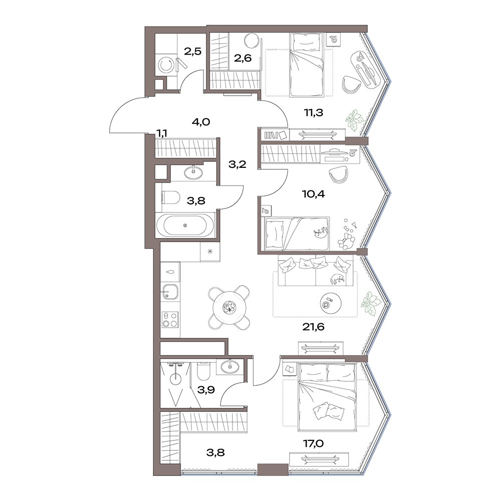 Планировка 81.4 м²