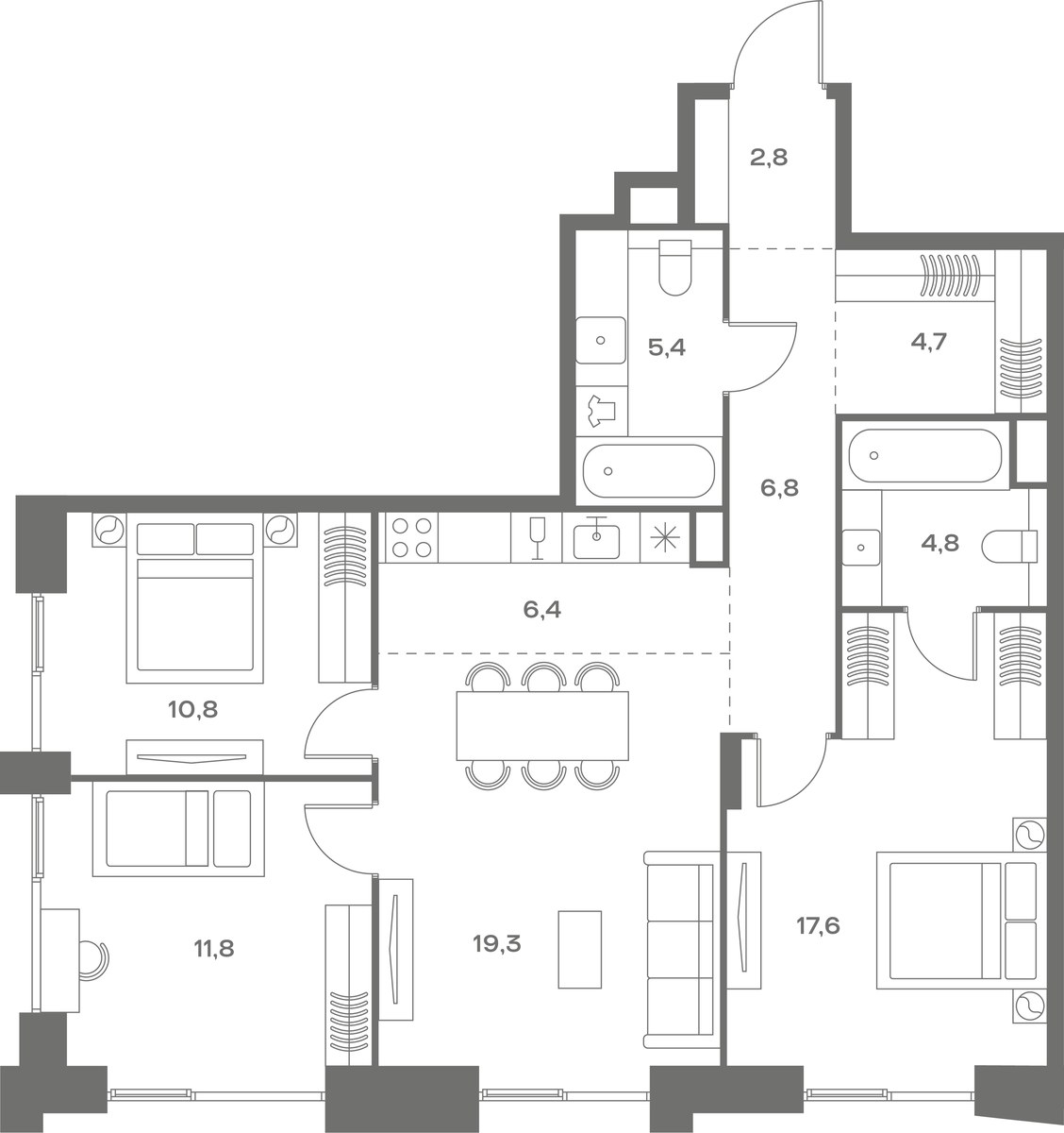 Планировка 90.4 м²