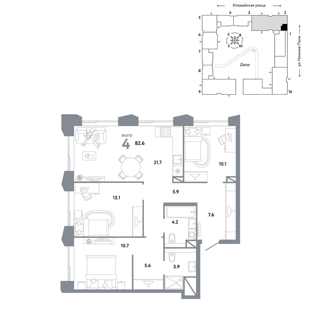 Планировка 82.6 м²