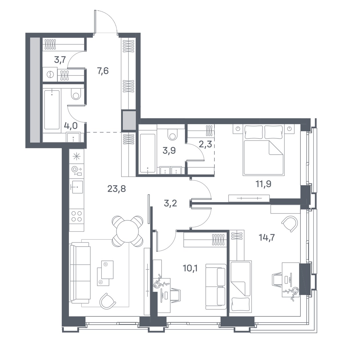 Планировка 82.5 м²