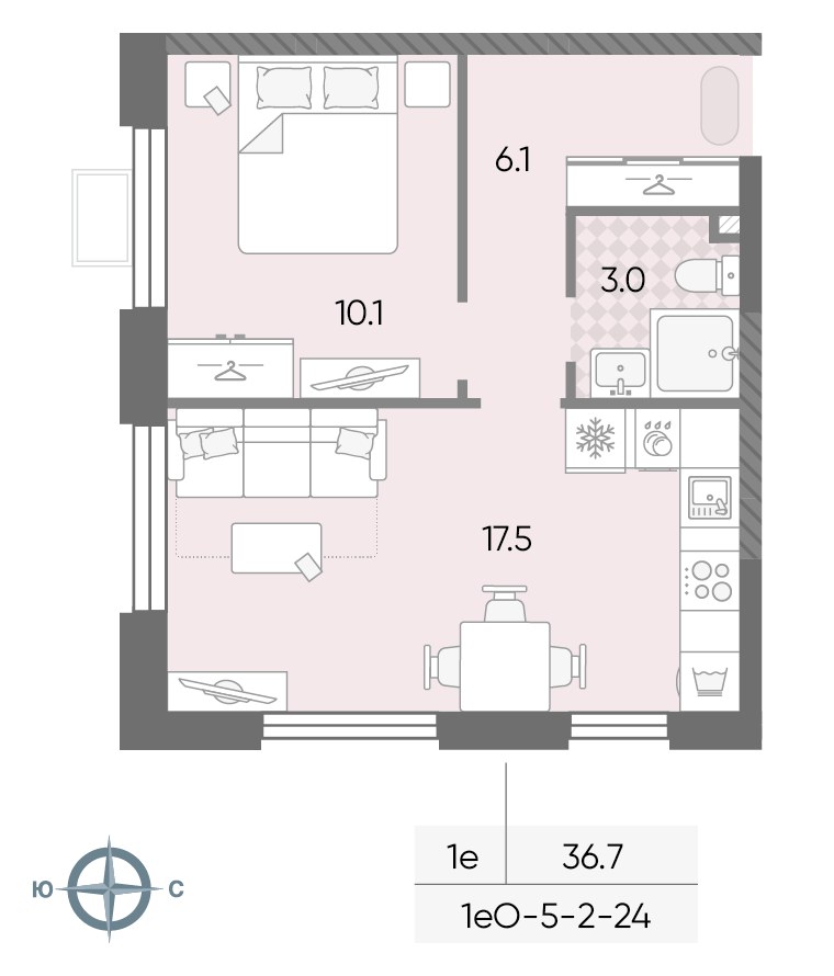 Планировка 36.7 м²