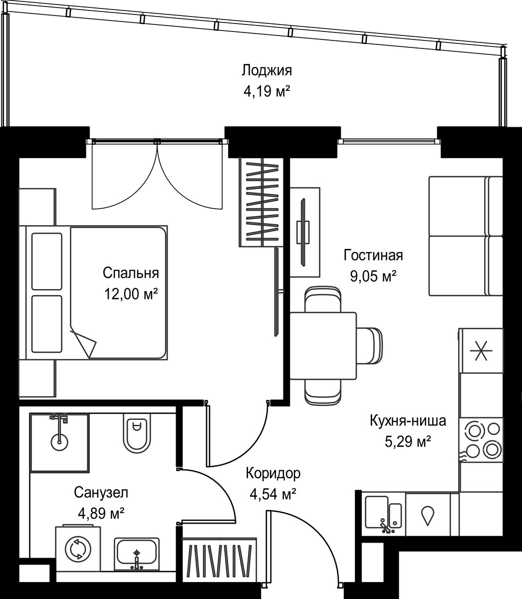 Планировка 39.96 м²