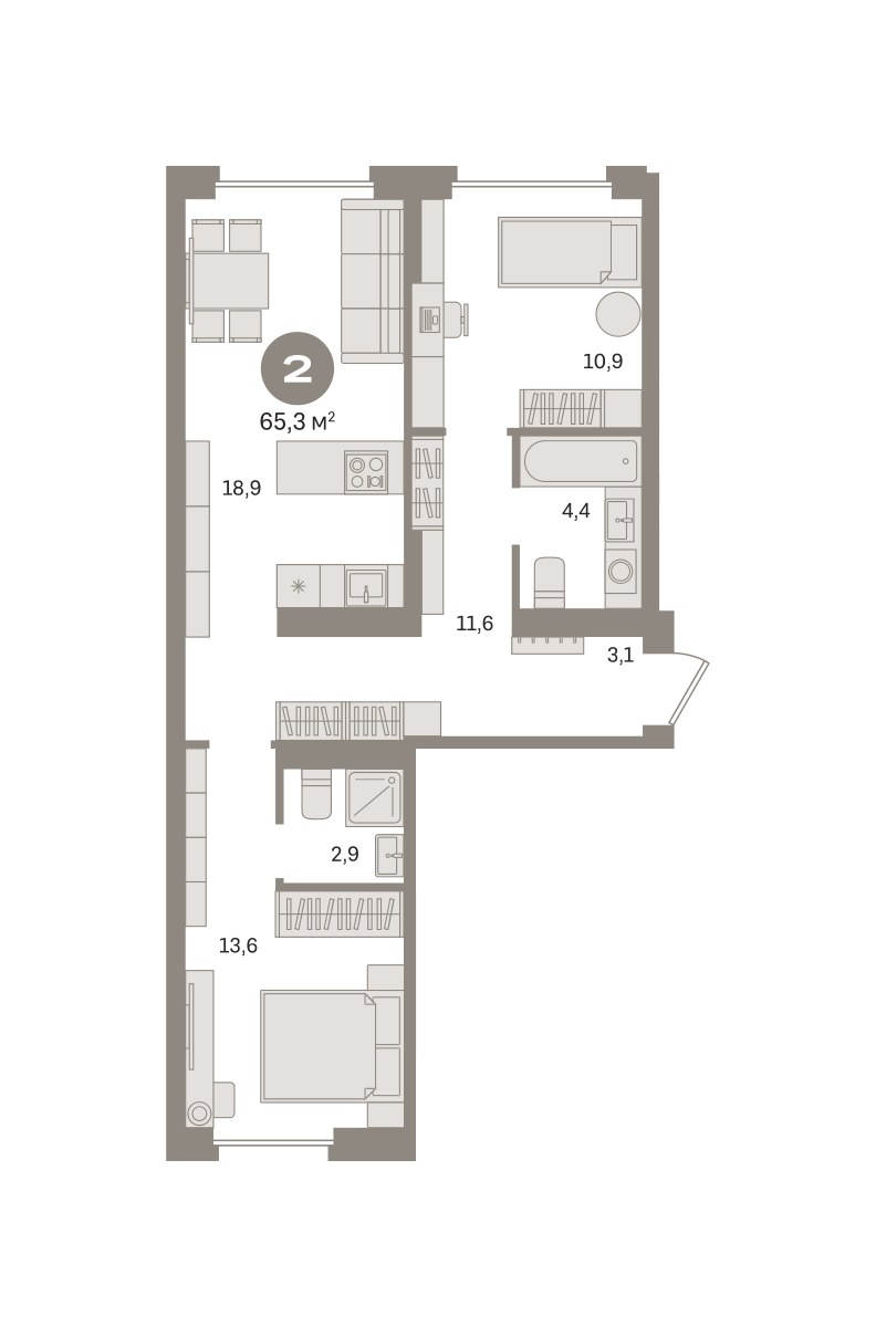 Планировка 65.3 м²