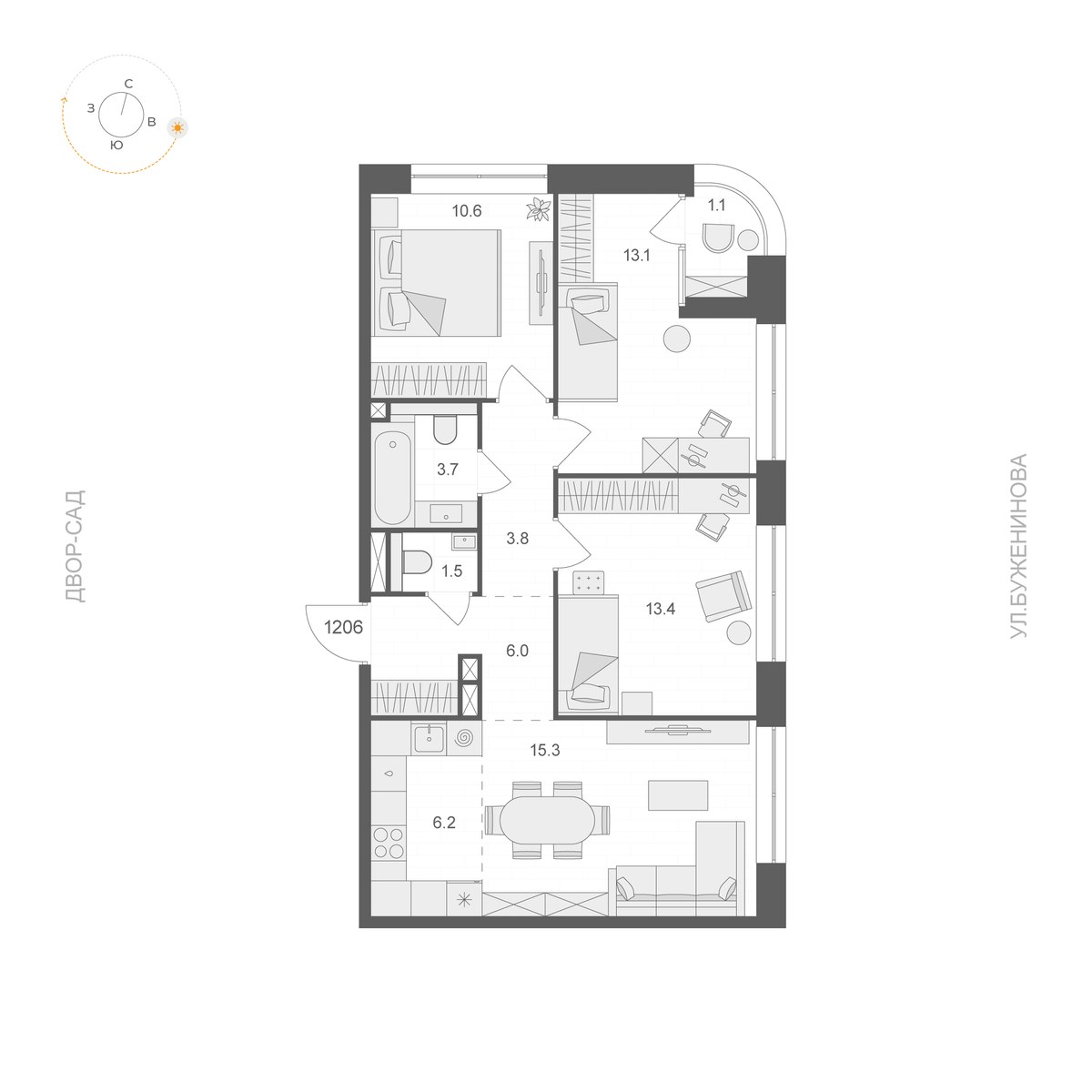 Планировка 74.15 м²