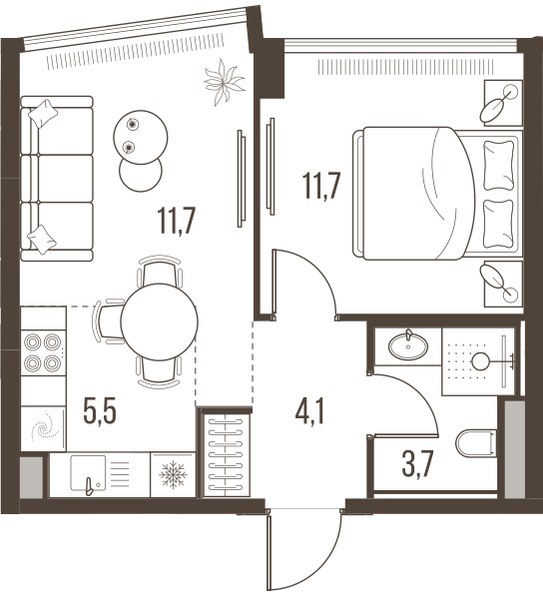 Планировка 36.7 м²