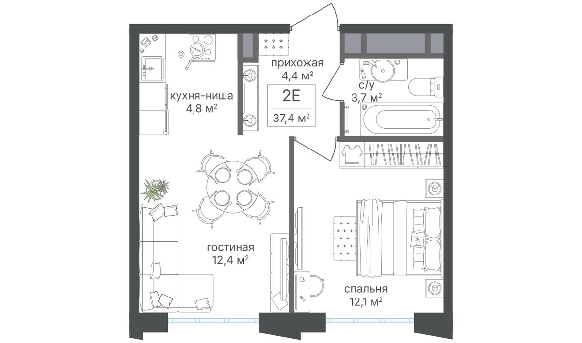 Планировка 38.2 м²