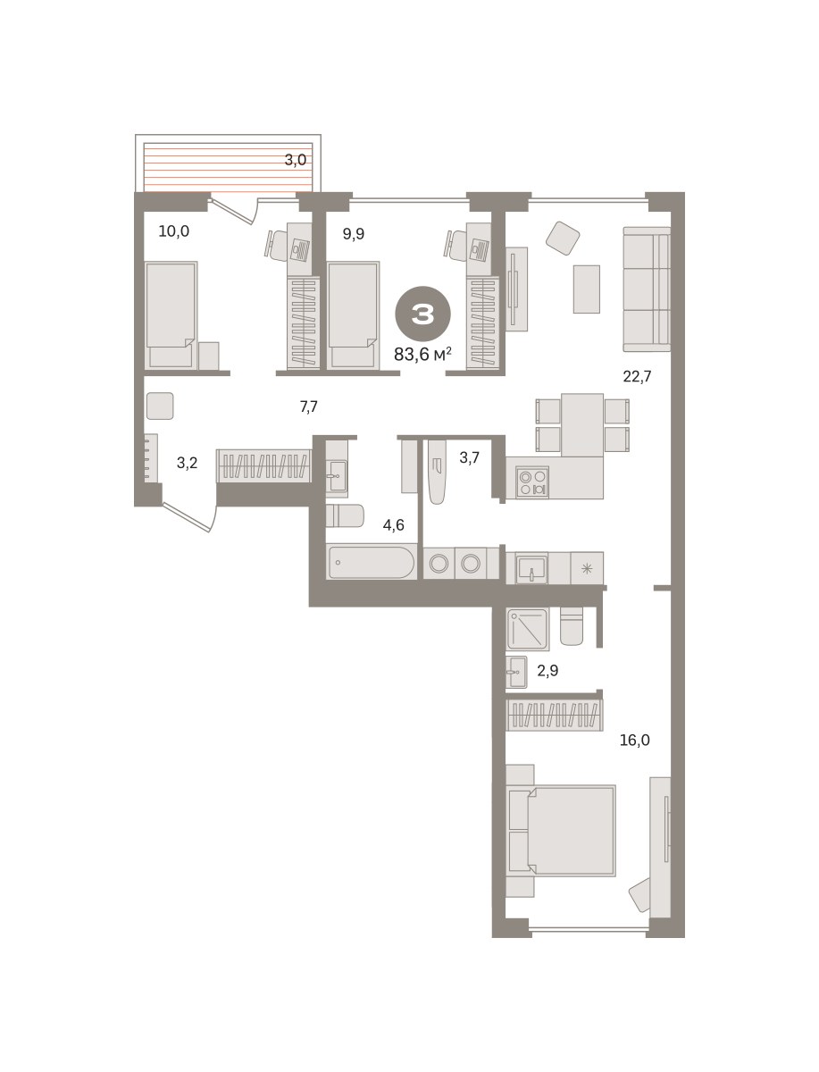 Планировка 83.62 м²
