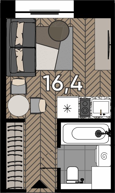 Планировка 16.4 м²