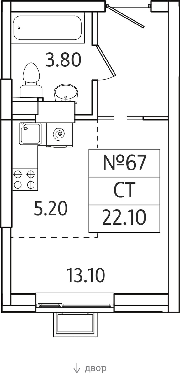 Планировка 22.1 м²