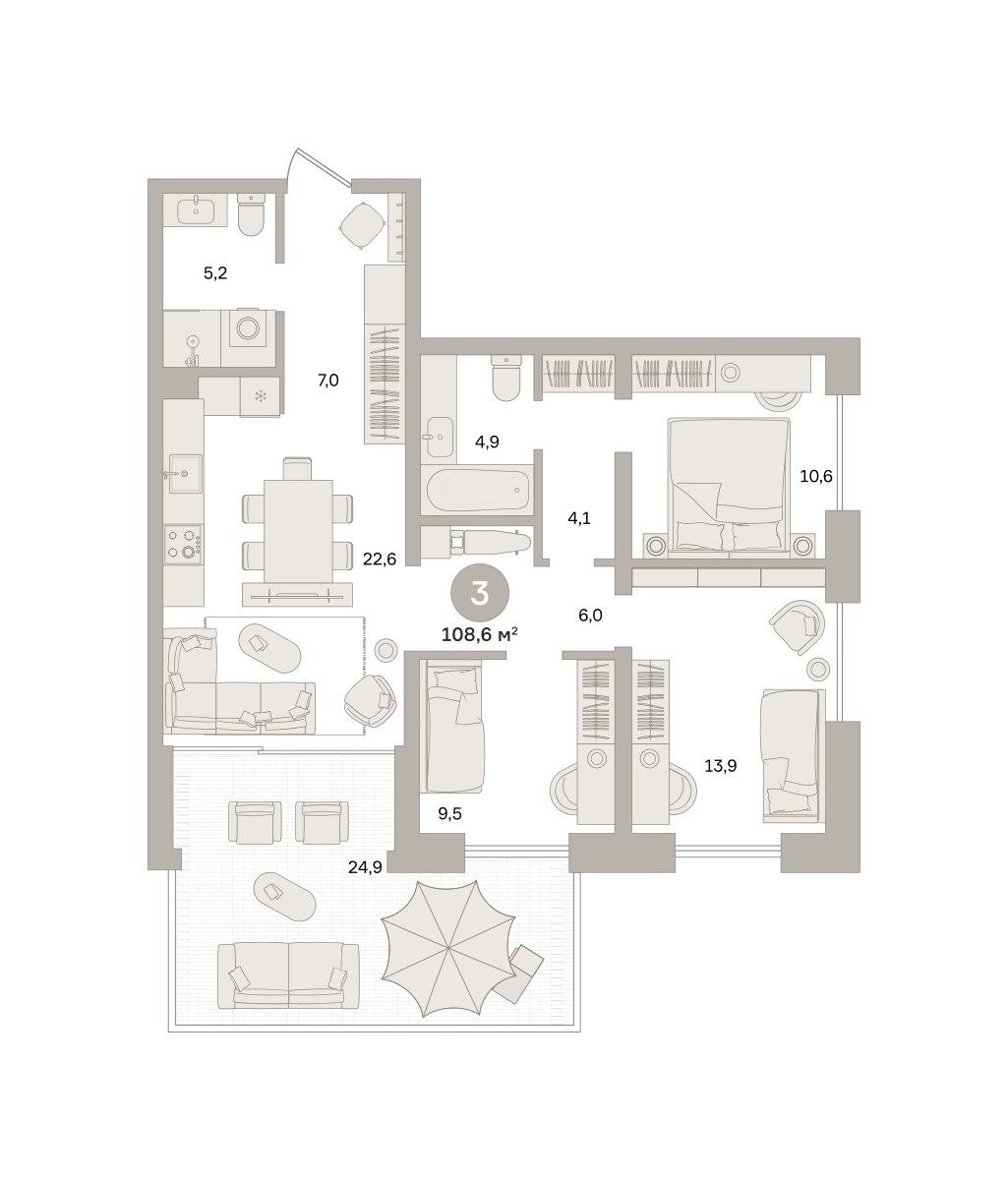 Планировка 108.6 м²
