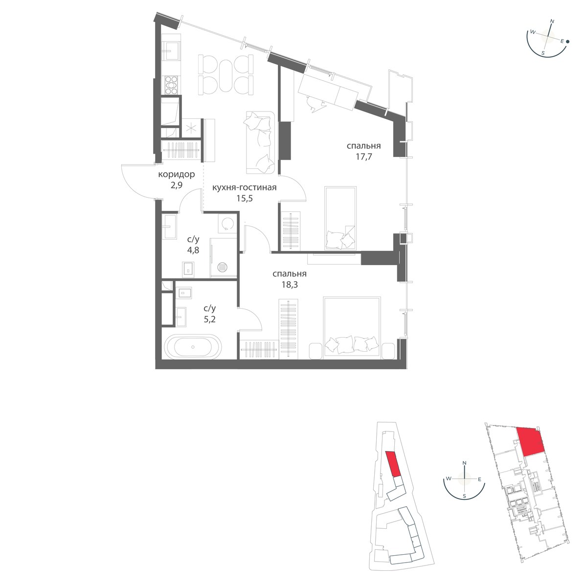 Планировка 64.4 м²