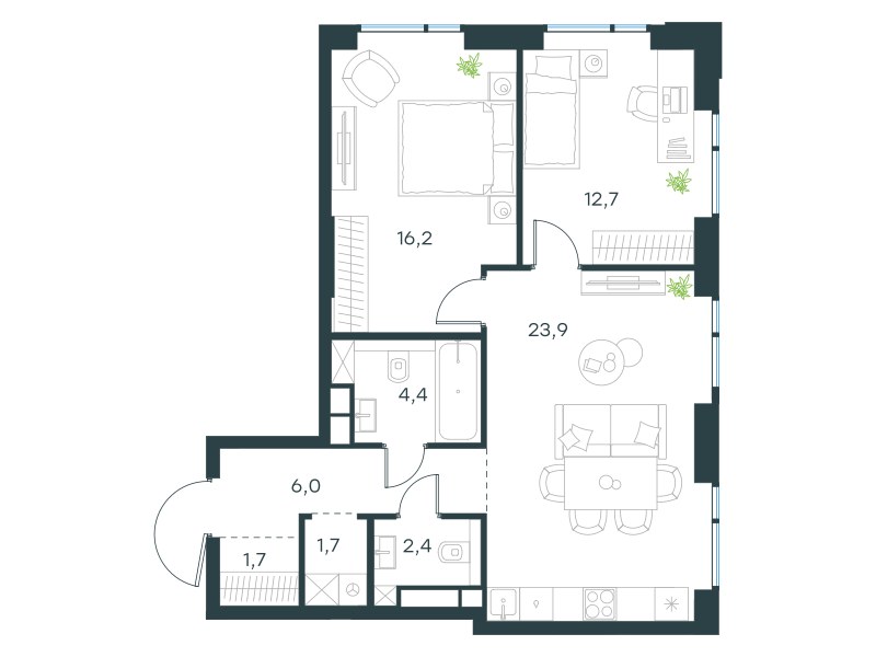 Планировка 69.0 м²