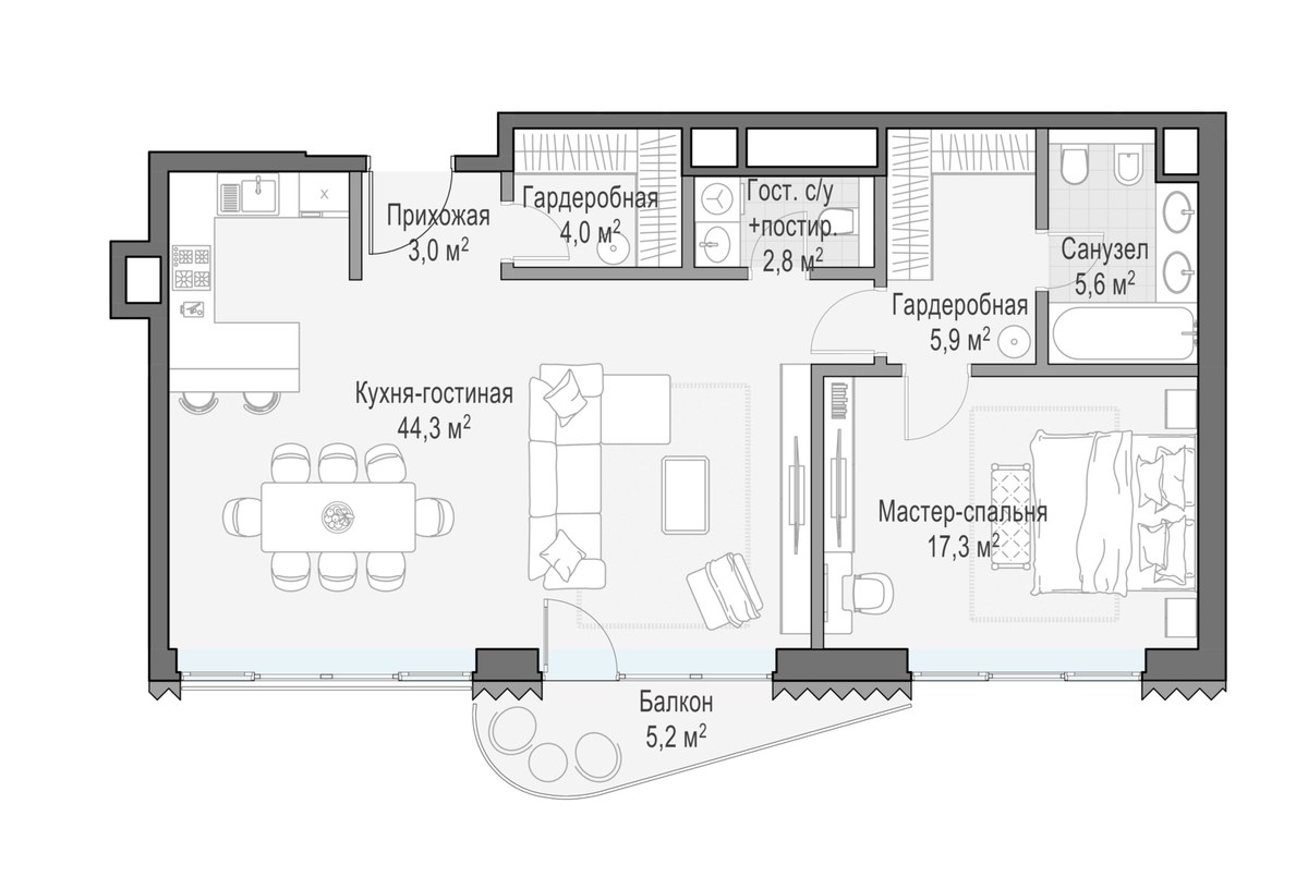 Планировка 82.8 м²