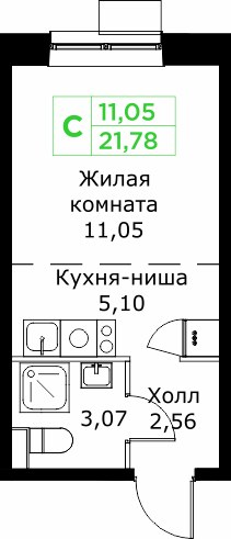 Планировка 21.9 м²