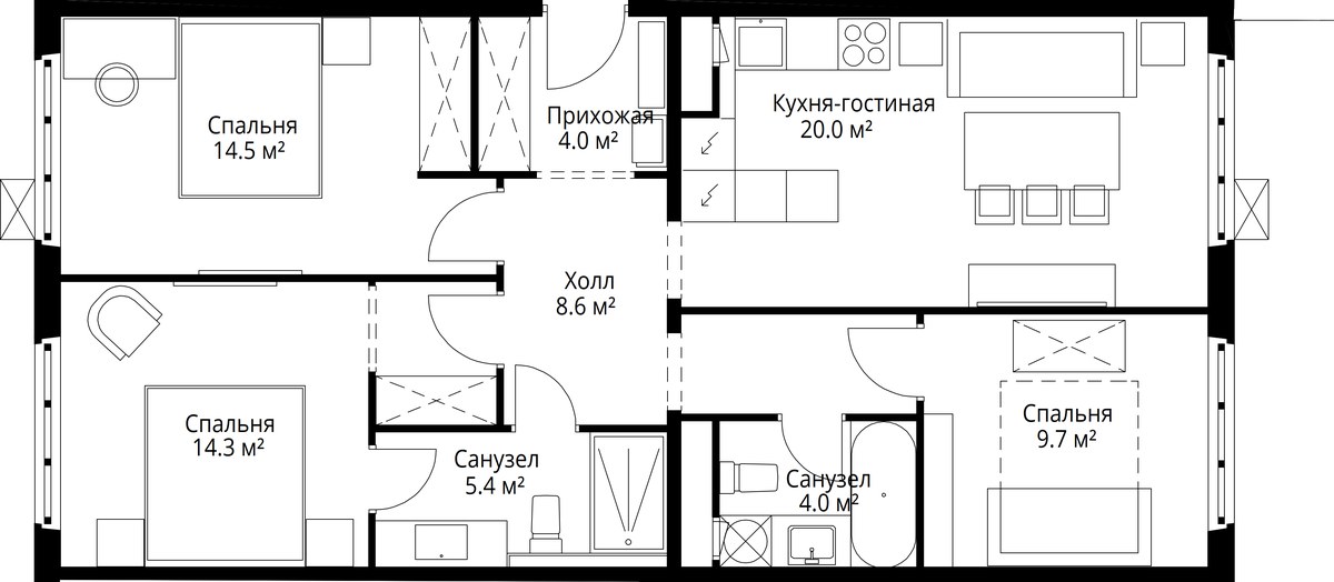 Планировка 80.5 м²