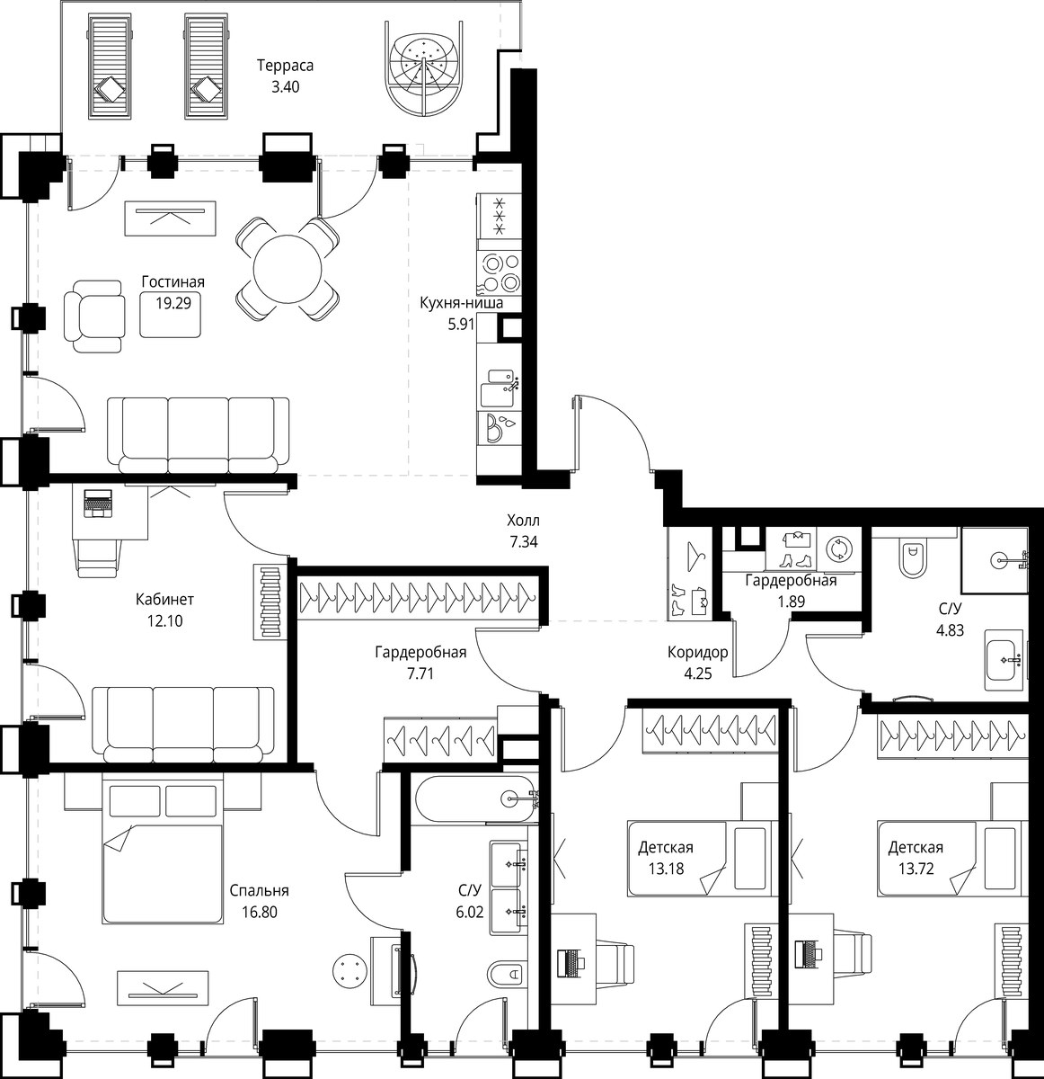 Планировка 116.44 м²