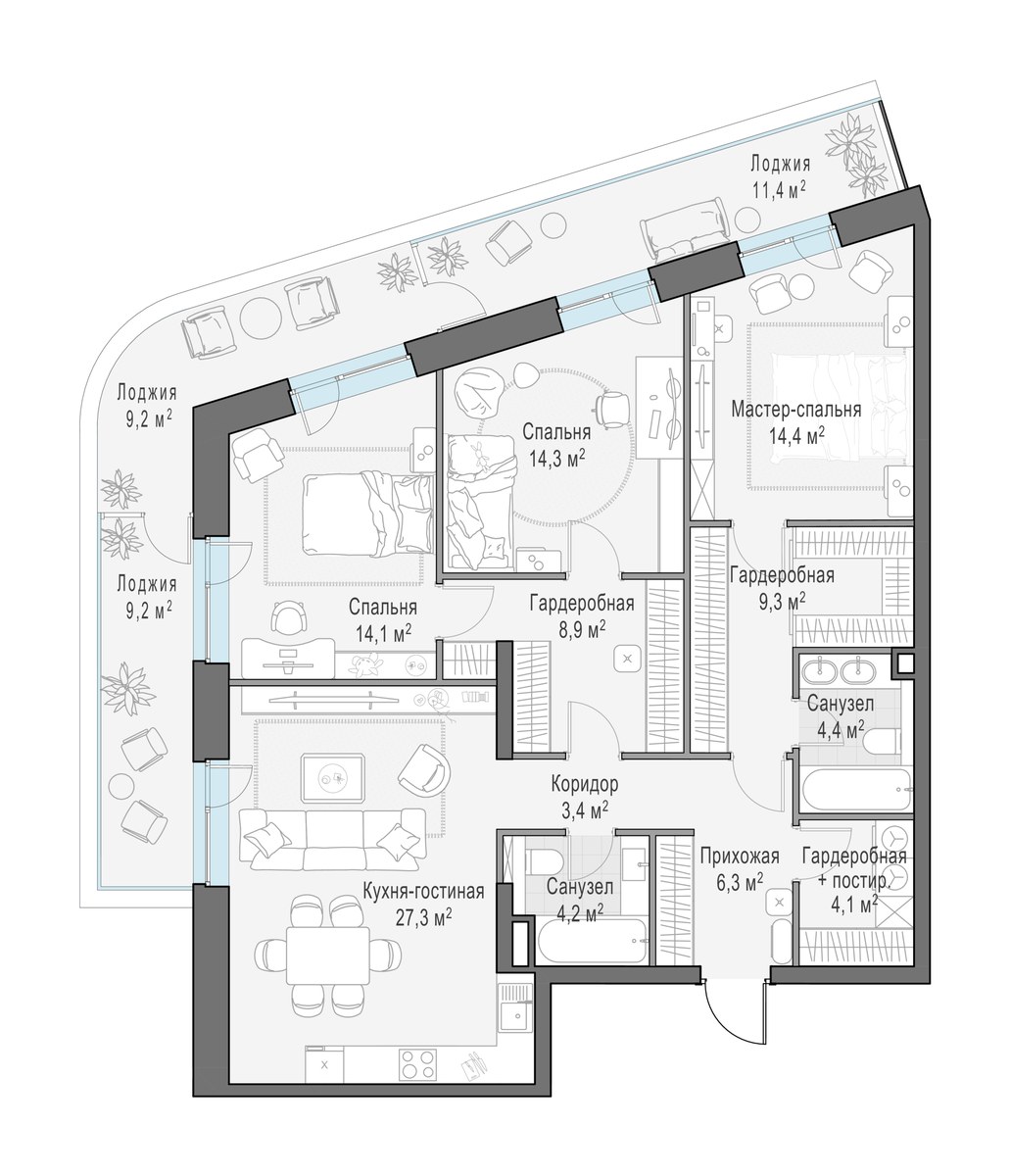 Планировка 126.8 м²