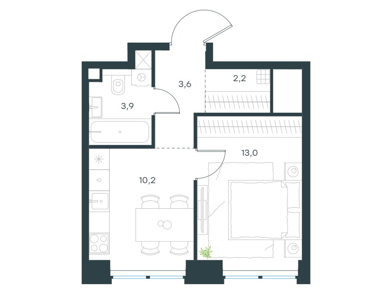 Планировка 32.9 м²