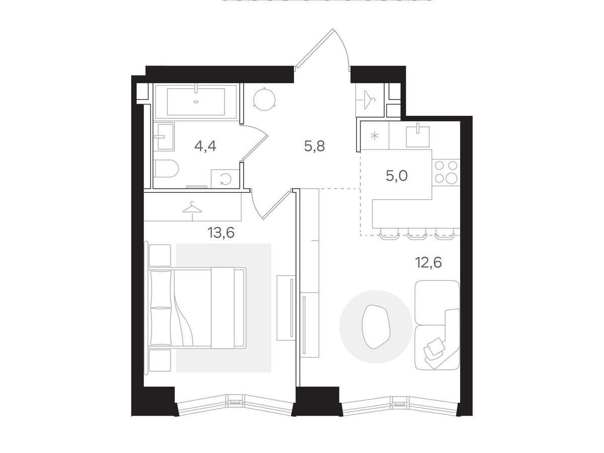 Планировка 41.4 м²