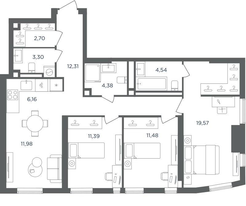 Планировка 87.81 м²