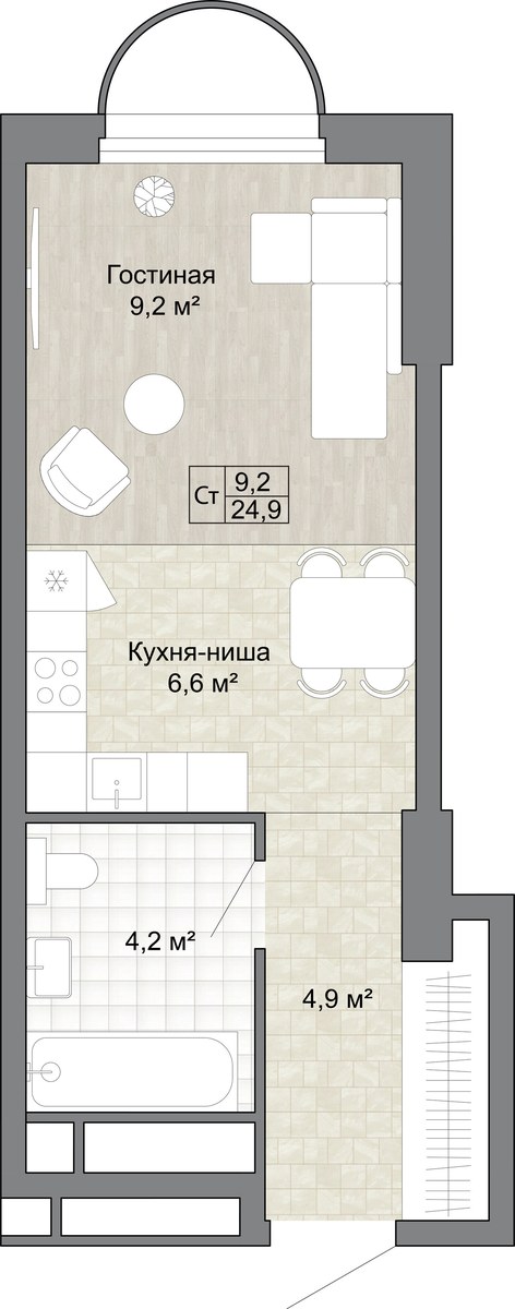 Планировка 24.9 м²
