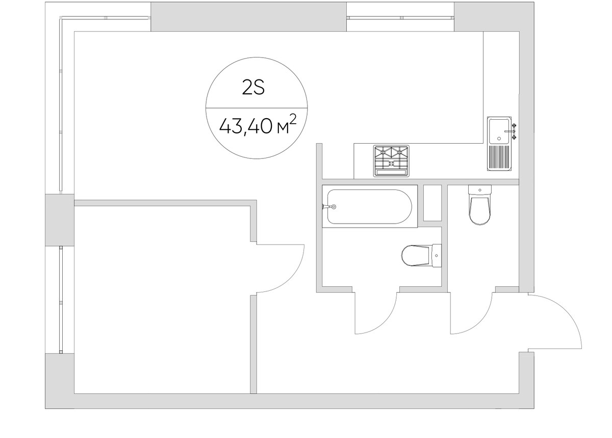 Планировка 43.4 м²