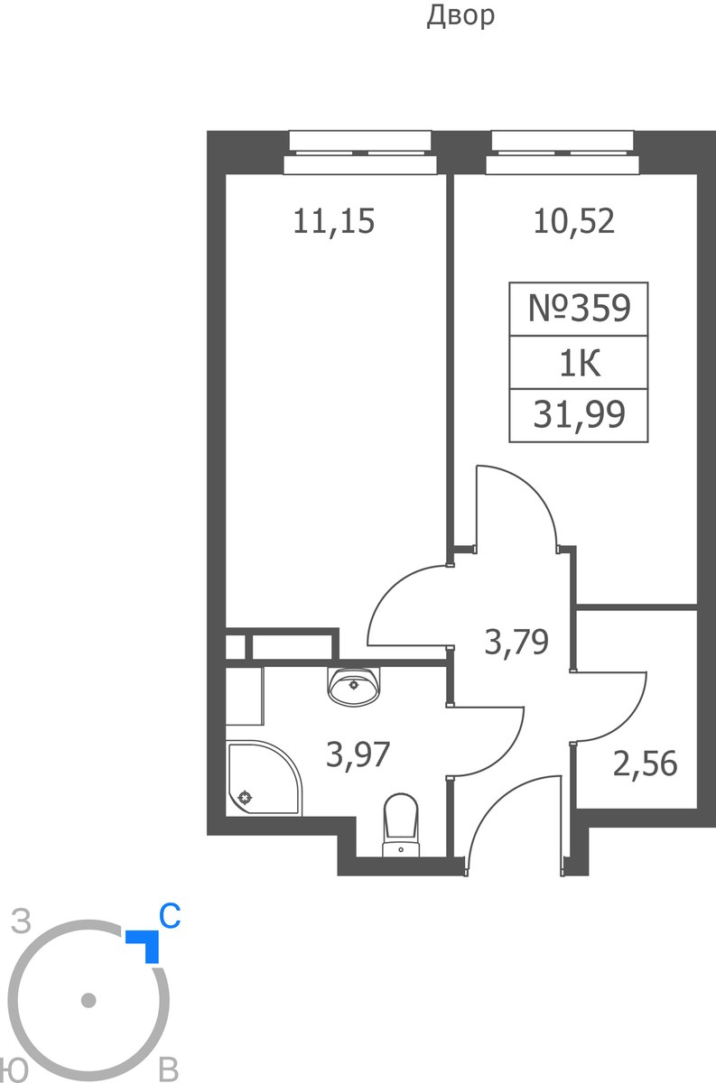Планировка 31.99 м²