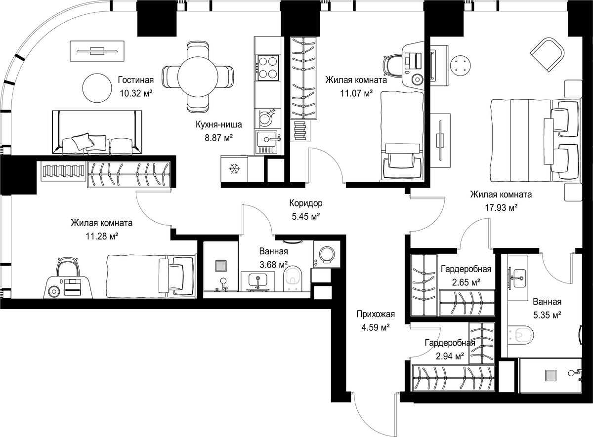 Планировка 84.13 м²