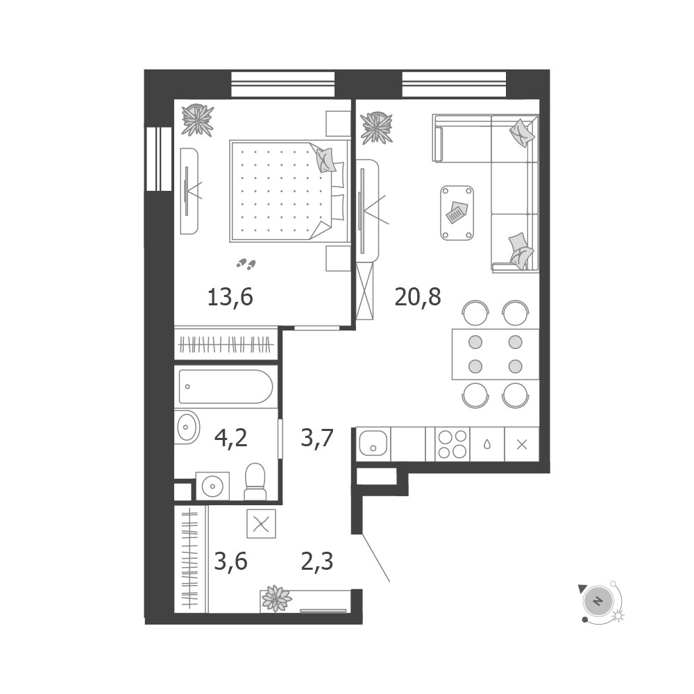 Планировка 48.2 м²