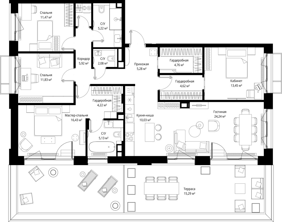 Планировка 141.57 м²