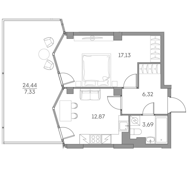 Планировка 47.34 м²