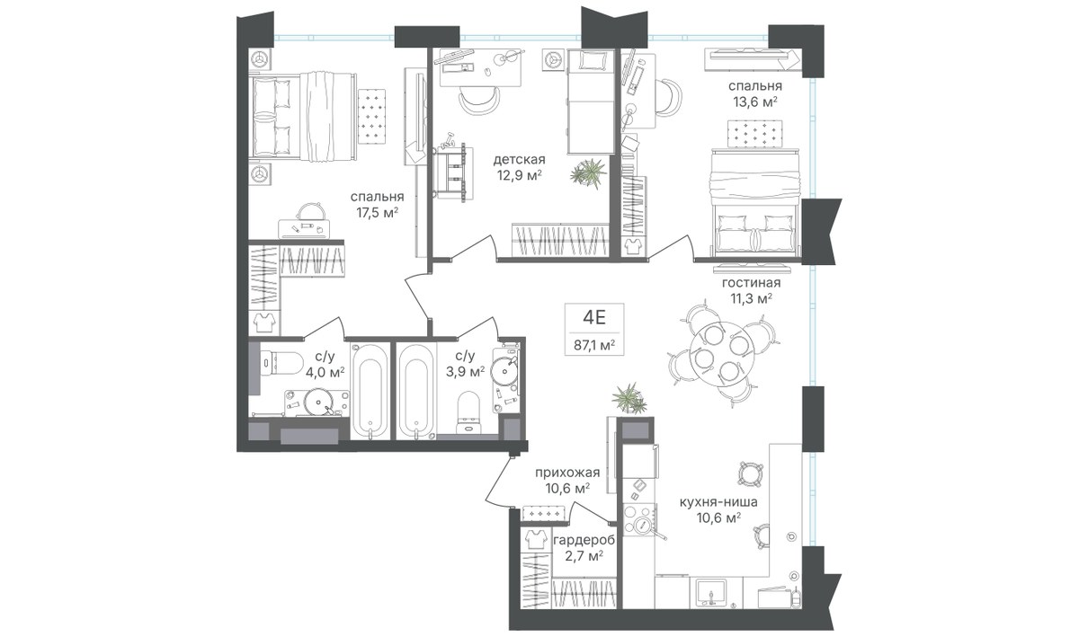 Планировка 86.2 м²