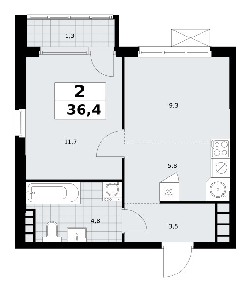 Планировка 36.4 м²