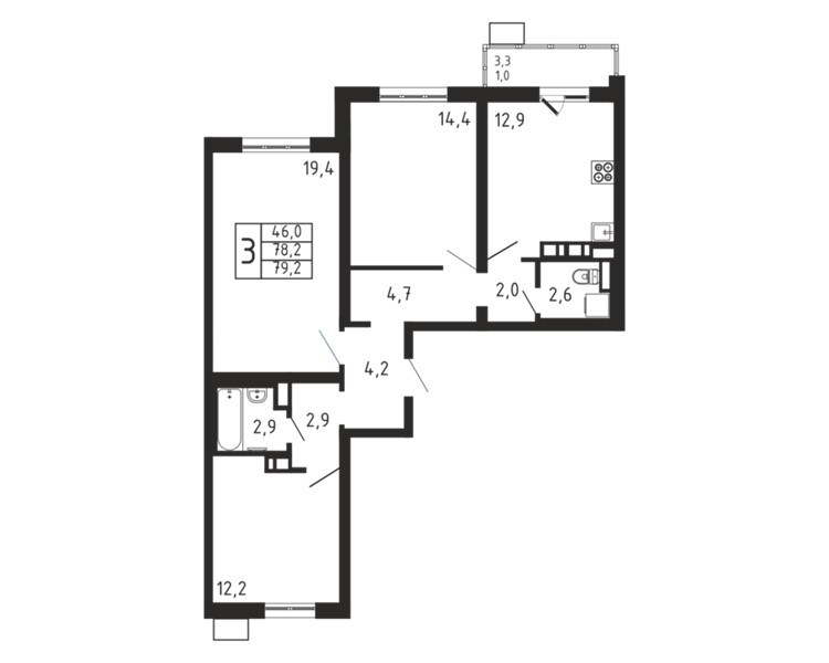 Планировка 79.2 м²