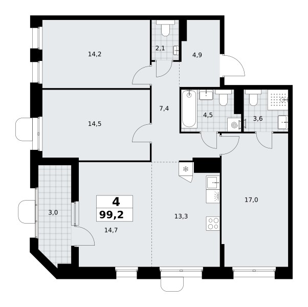 Планировка 99.2 м²