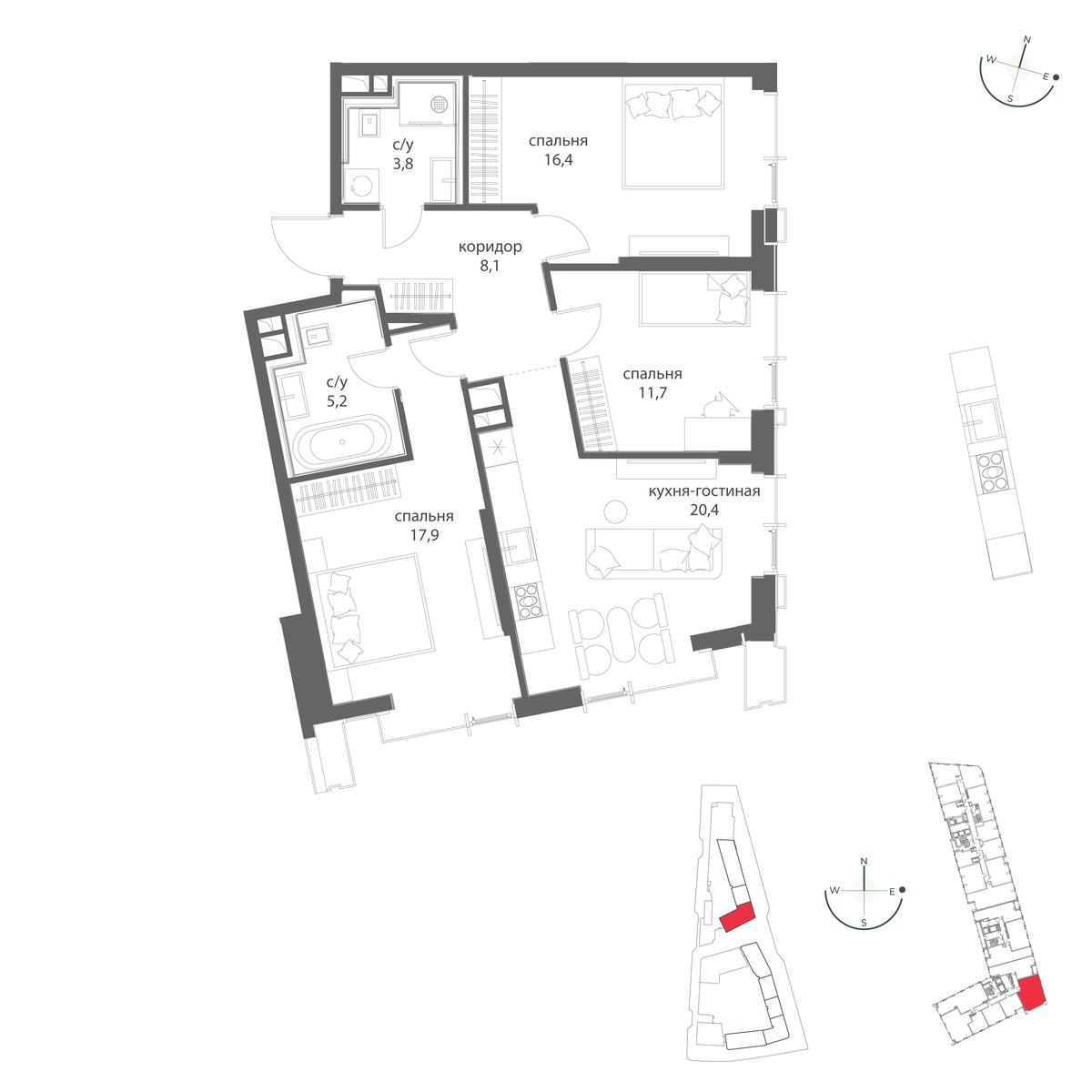 Планировка 83.5 м²