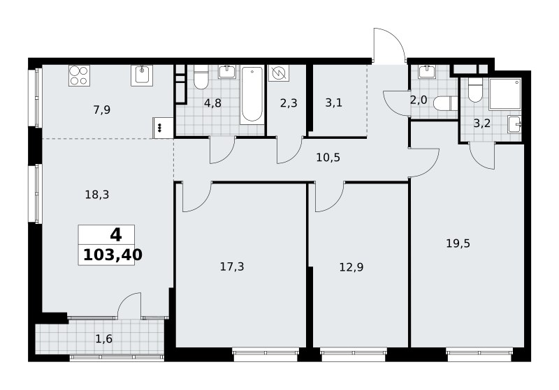Планировка 103.9 м²