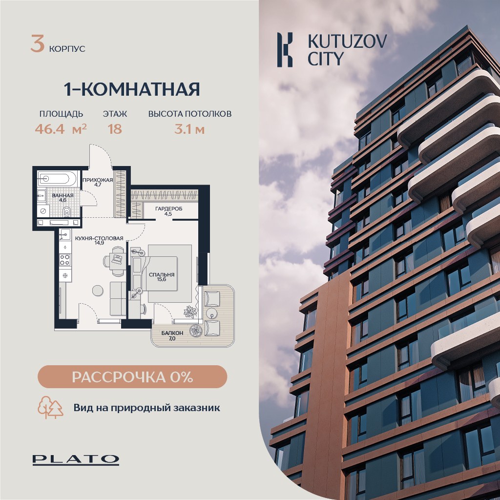 Планировка 46.4 м²