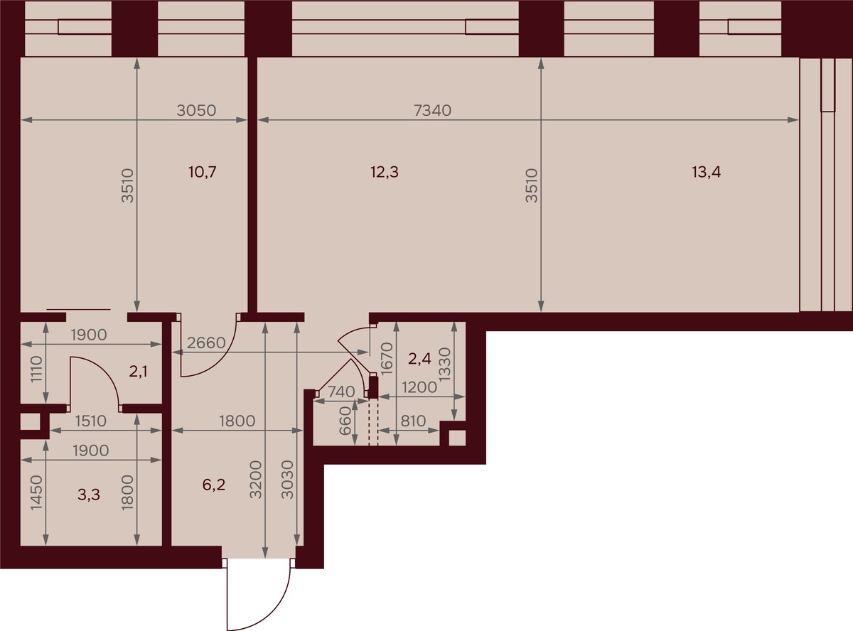 Планировка: 1-комнатная, 50.4 м²